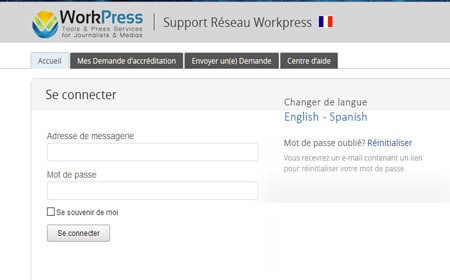 Accréditation presse - Extranet de gestion des demandes d'accréditation